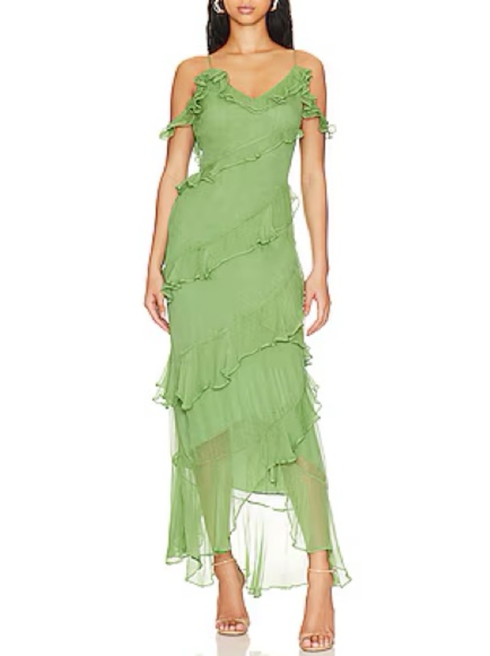 house of harlow 1960 maxime green ruffle dress